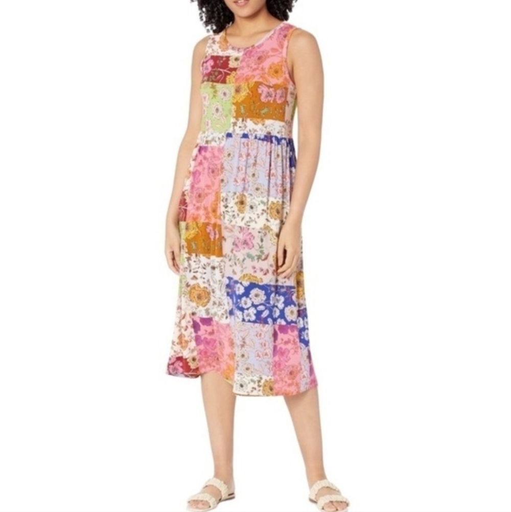Johnny Was Cosmo Patchwork Tea Length Tank Dress - Picture 6 of 11